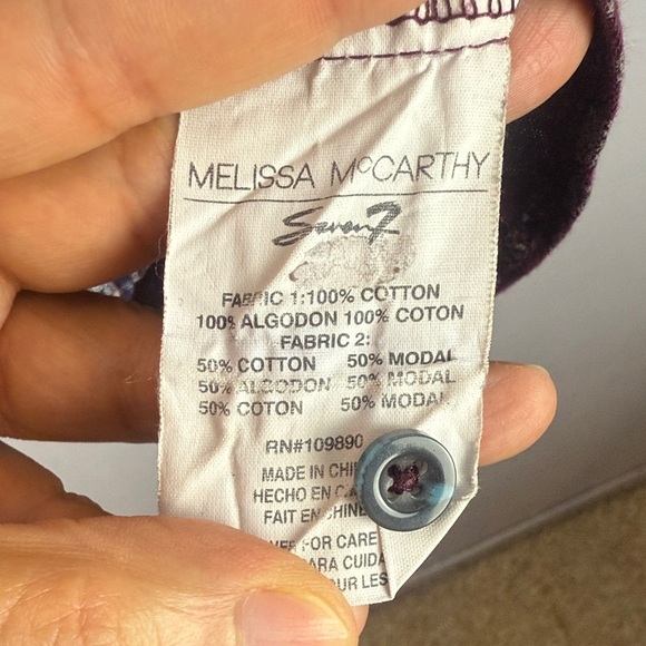 Melissa McCarthy Seven7 Blue Red Plaid Cotton Modal Blend Button-Down 2X Blouse - Picture 9 of 10